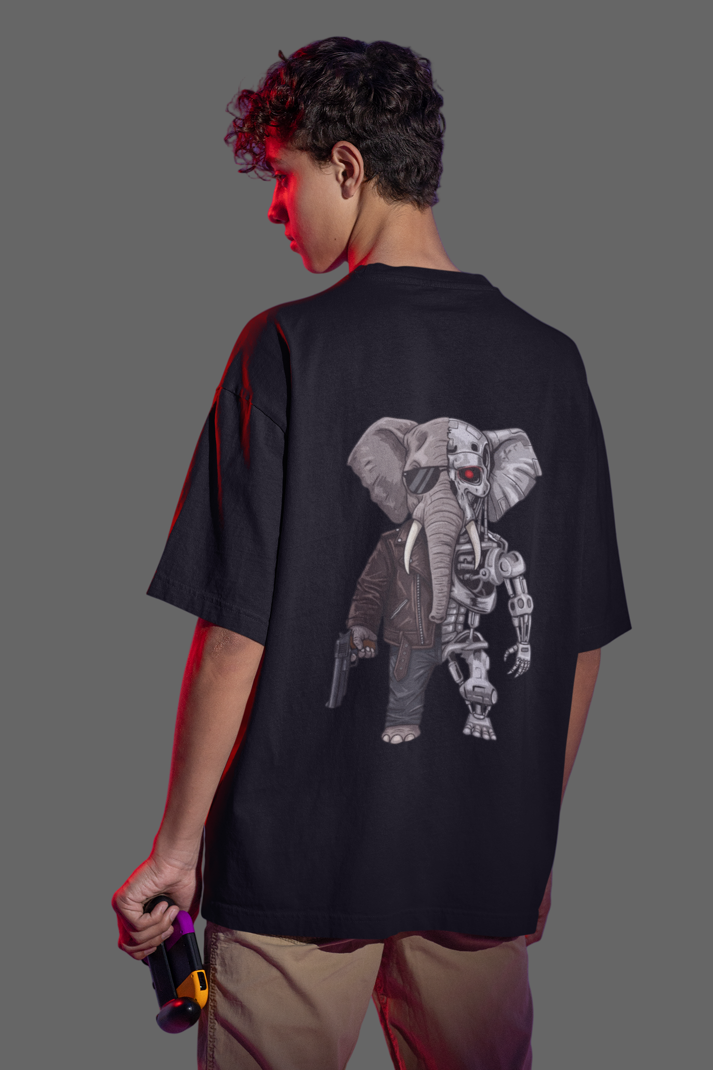 Hastinz Oversized Tee – cyborg terminator gear Elephant Edition