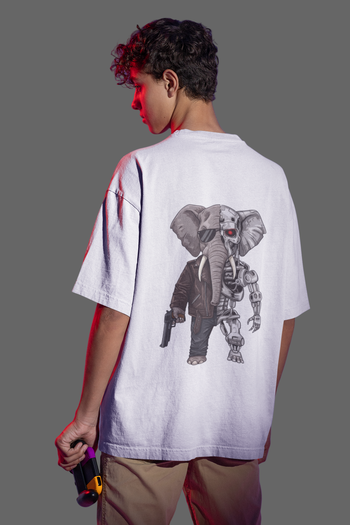 Hastinz Oversized Tee – cyborg terminator gear Elephant Edition