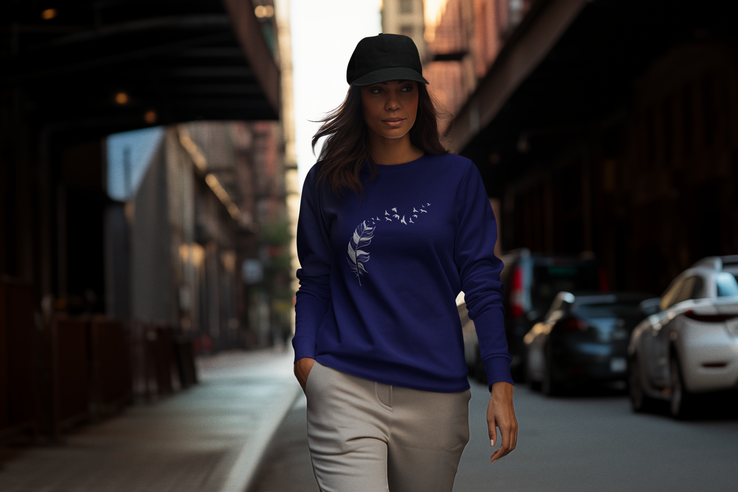 Hastinz-"Feather with falling hearts"-Premium Sweatshirt