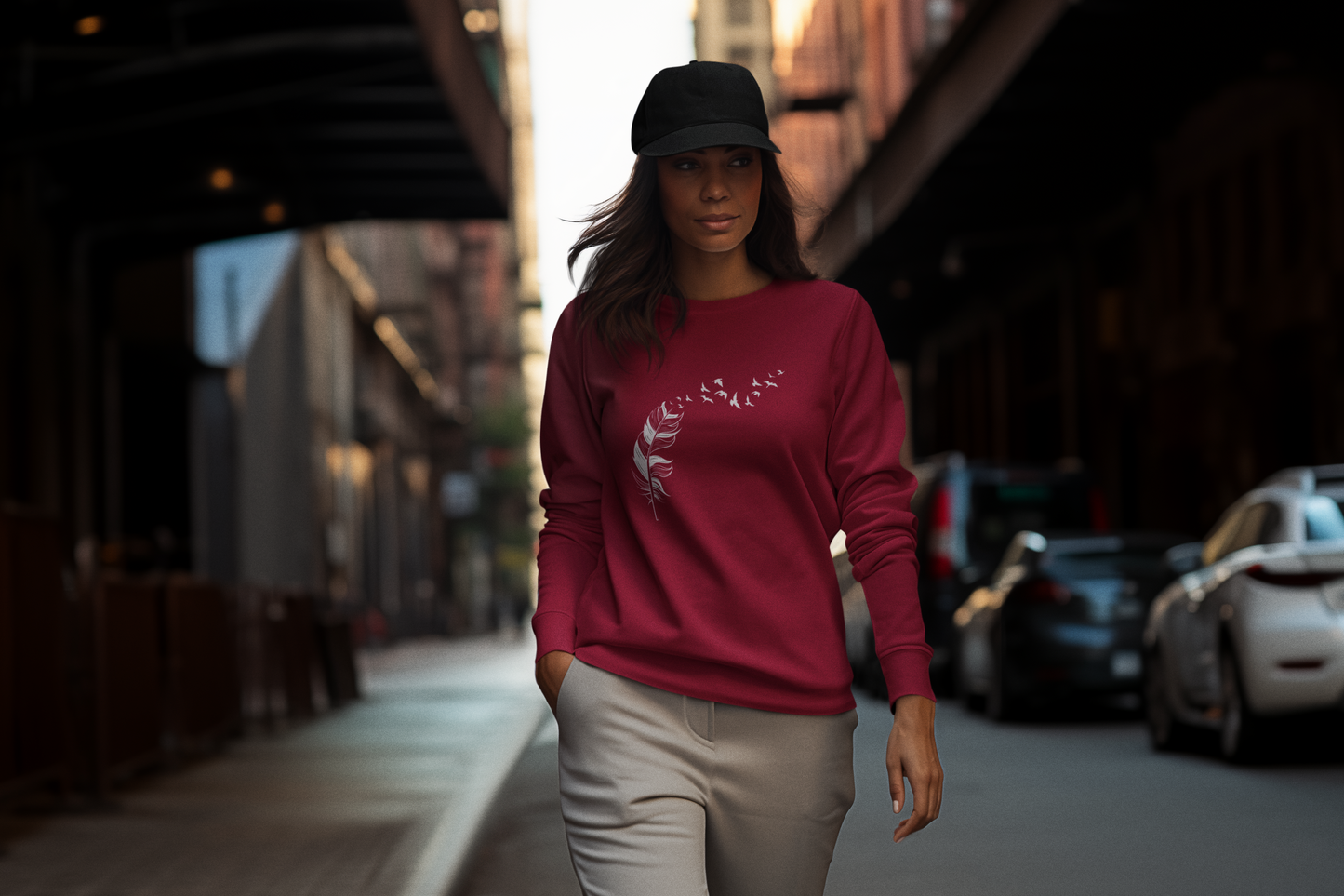 Hastinz-"Feather with falling hearts"-Premium Sweatshirt