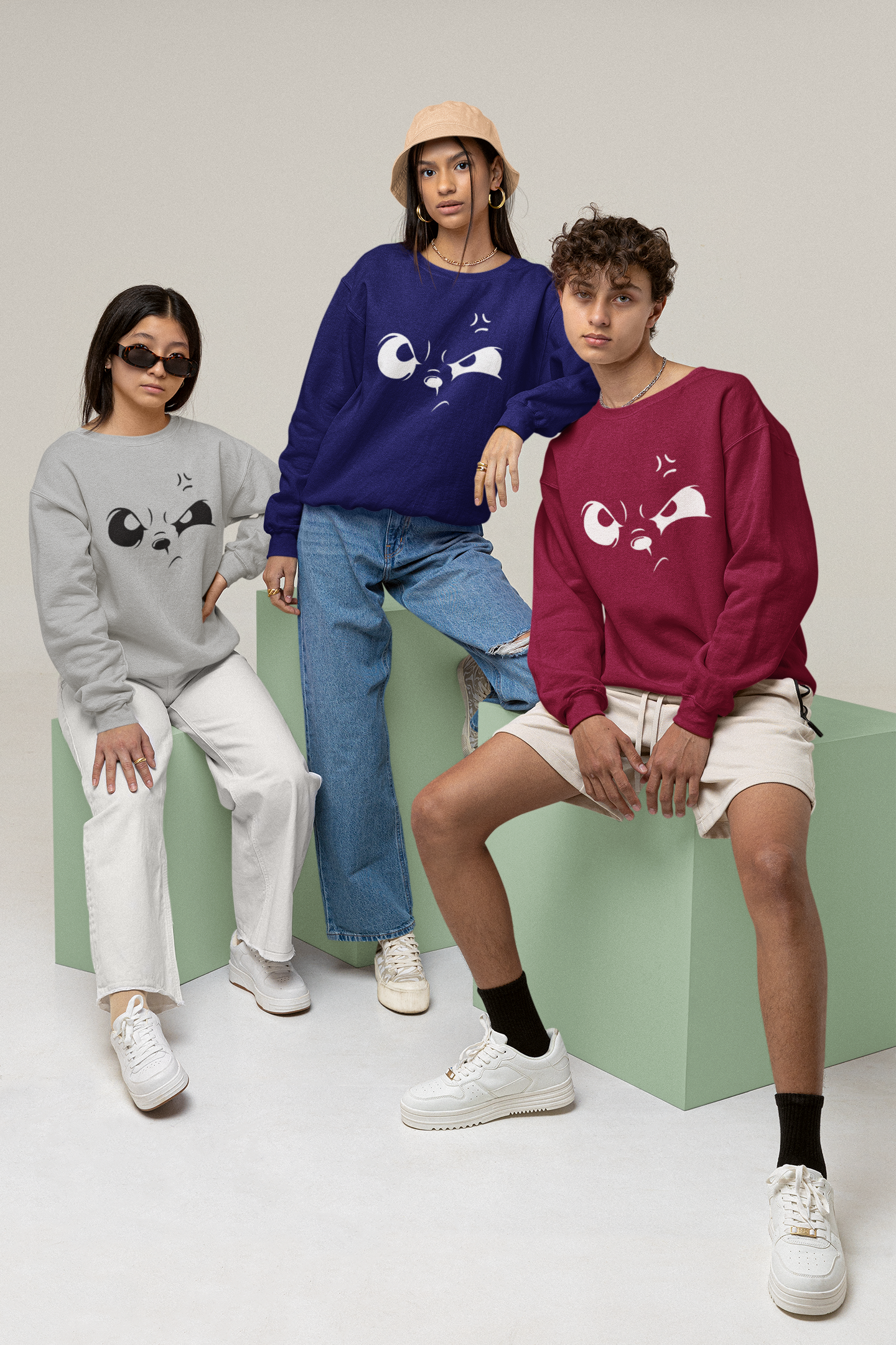 Hastinz-"Angry Eyes Face"-Premium Sweatshirt