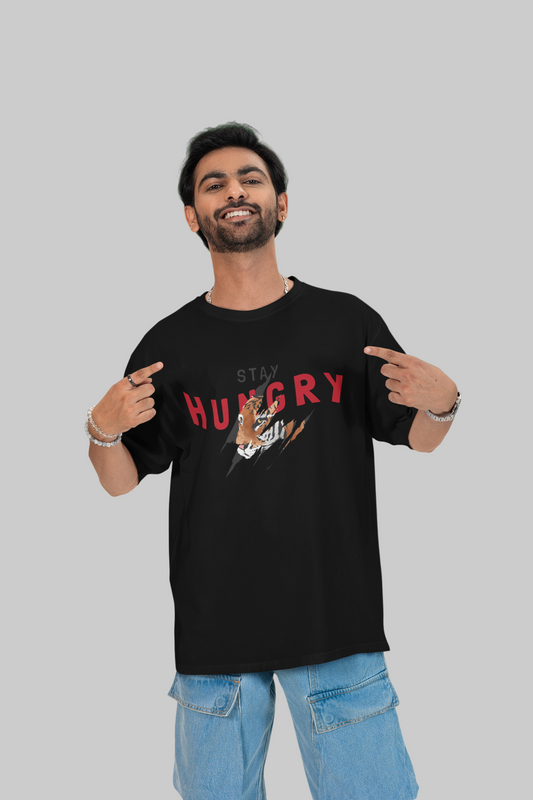 Hastinz Oversized Tee – Stay Hungry Cat Edition