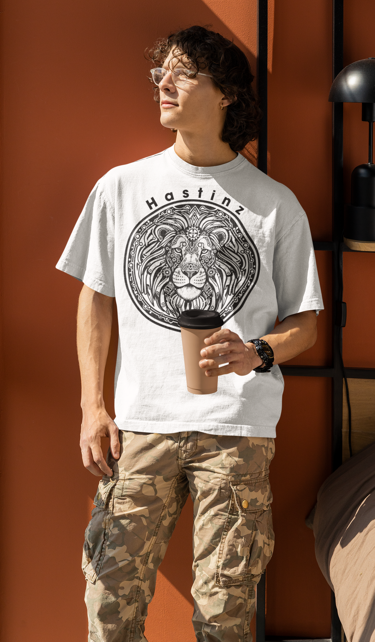 Hastinz Oversized Premium Tee – Metallic Lion Edition