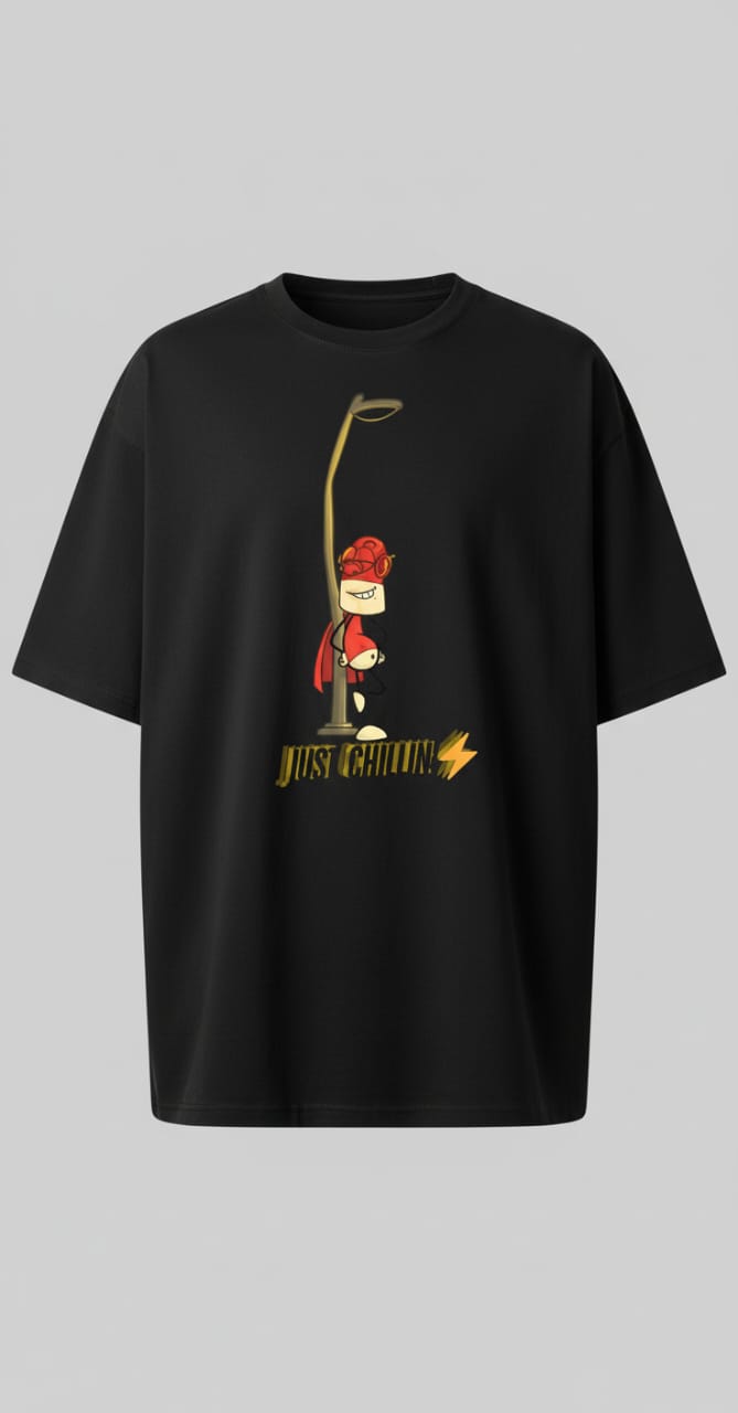 Hastinz "Just Chillin'" Oversized T-Shirt - Minimalist Stick Figure Streetwear