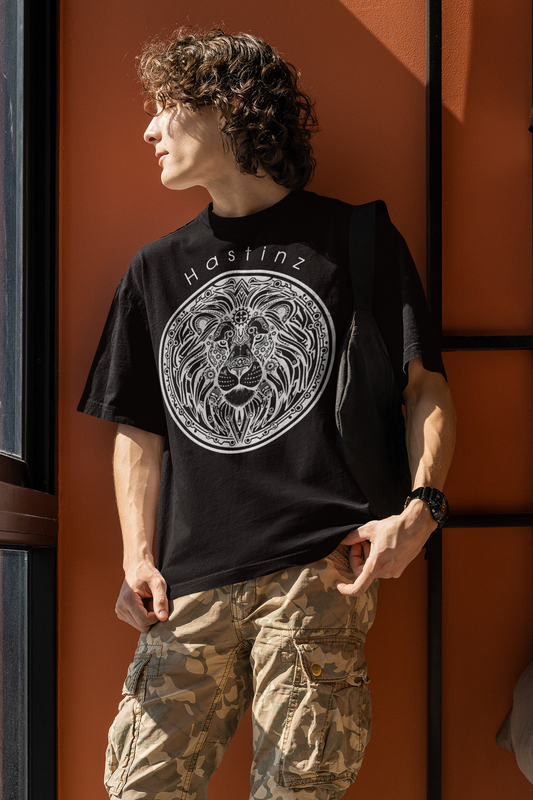 Hastinz Oversized Premium Tee – Metallic Lion Edition