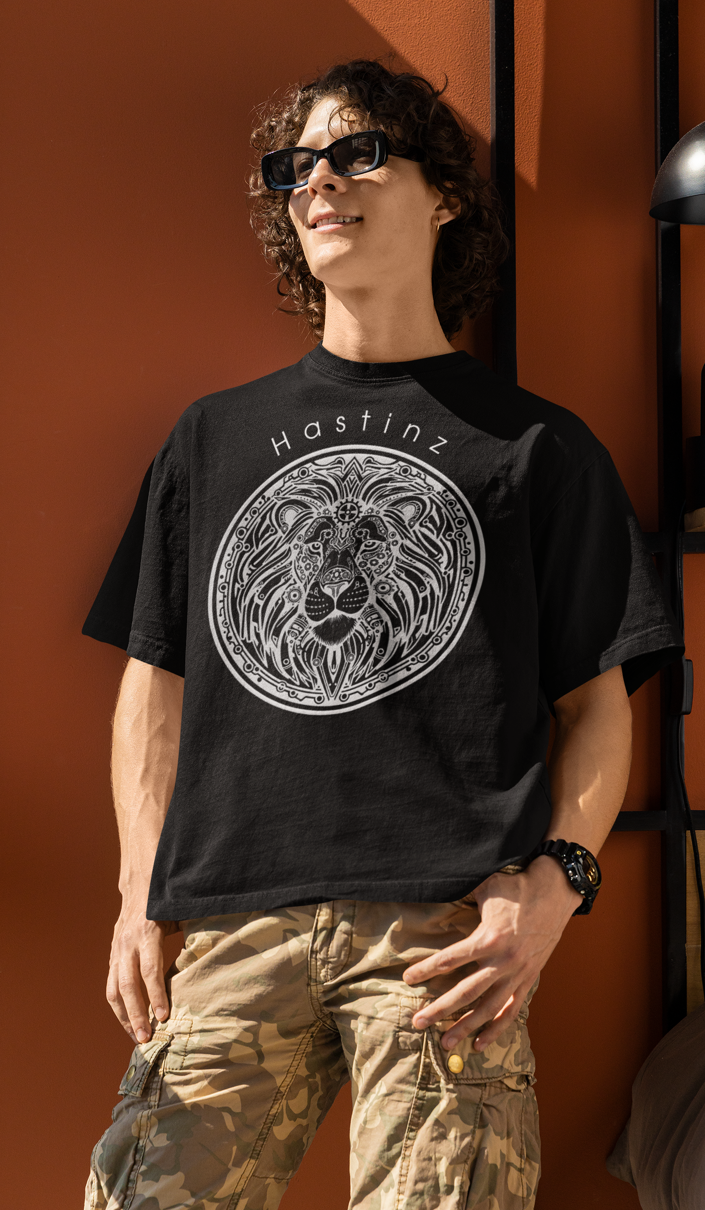Hastinz Oversized Premium Tee – Metallic Lion Edition