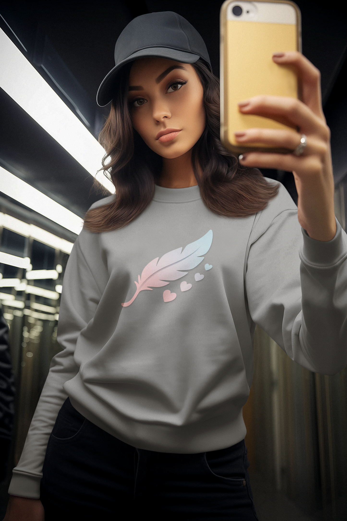 Hastinz-"Curved heart trail"-Premium Sweatshirt