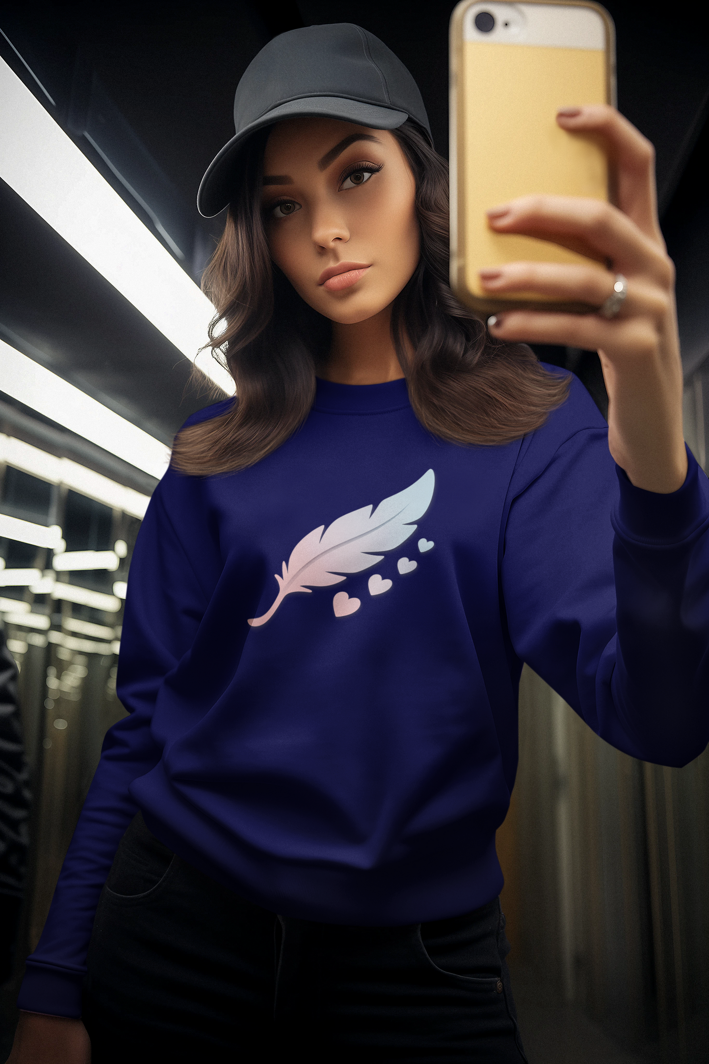 Hastinz-"Curved heart trail"-Premium Sweatshirt